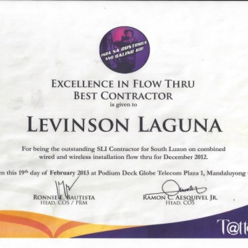 Excellence in Flow Thru Best Contractor Levinson Laguna December 2012