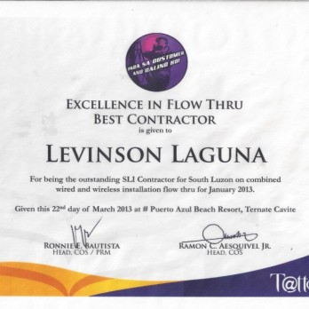 Excellence in Flow Thru Best Contractor Levinson Laguna January 2013