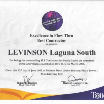 Excellence in Flow Thru Best Contractor Levinson Laguna South March 2013