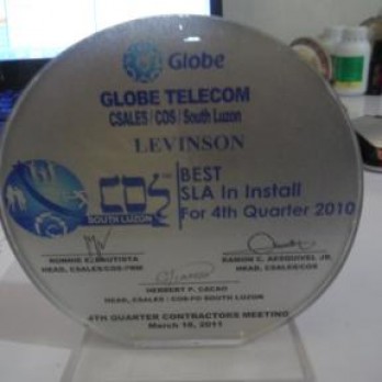 Globe Telecom Best SLA in Install for 4th Quarter 2010